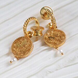 Julie Vos Trieste Gold Hoop & Charm Earrings Pearl